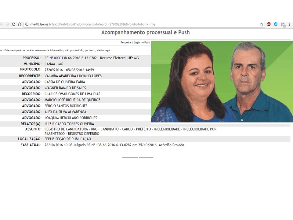 PREFEITA ELEITA EM CANAÃ É IMPUGNADA POR SER PARENTE DO ATUAL PREFEITO