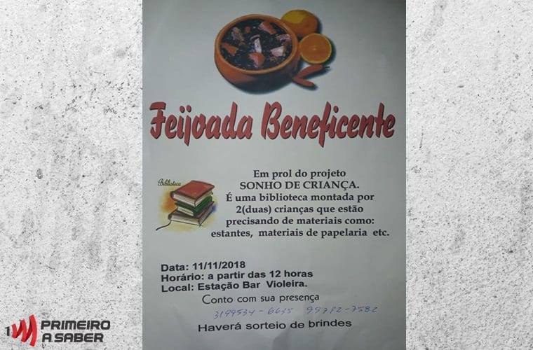 PARTICIPE DA FEIJOADA BENEFICENTE PARA A CONSTRUÇÃO DE UMA BIBLIOTECA