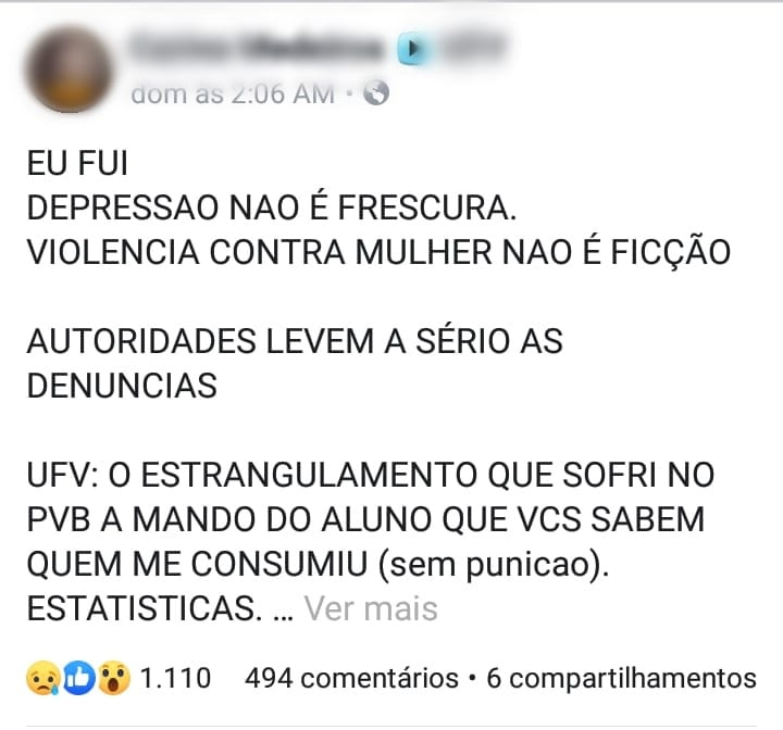 JOVEM FAZ RELATO NO FACEBOOK SOBRE DEPRESSÃO