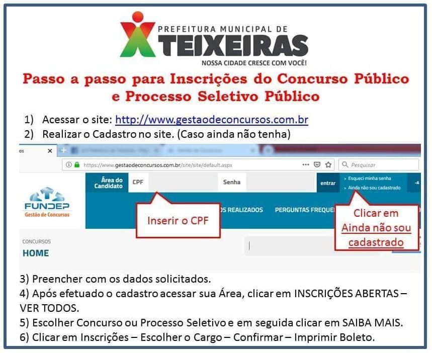 INSCRIÇÕES ABERTAS PARA CONCURSO E PROCESSO SELETIVO PÚBLICO EM TEIXEIRAS