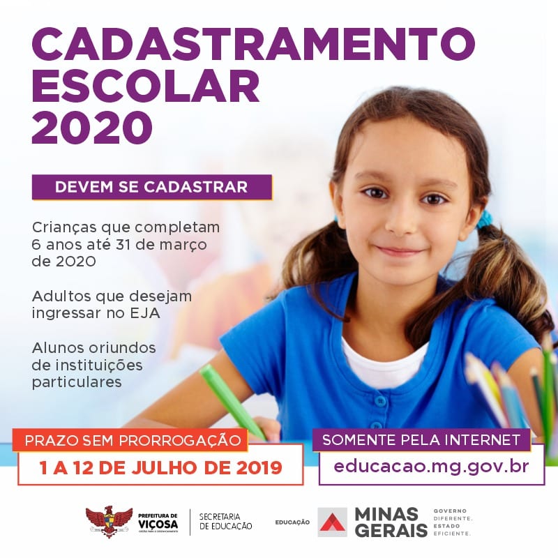 CADASTRAMENTO ESCOLAR 2020 PARA ENSINO FUNDAMENTAL COMEÇA HOJE (01)