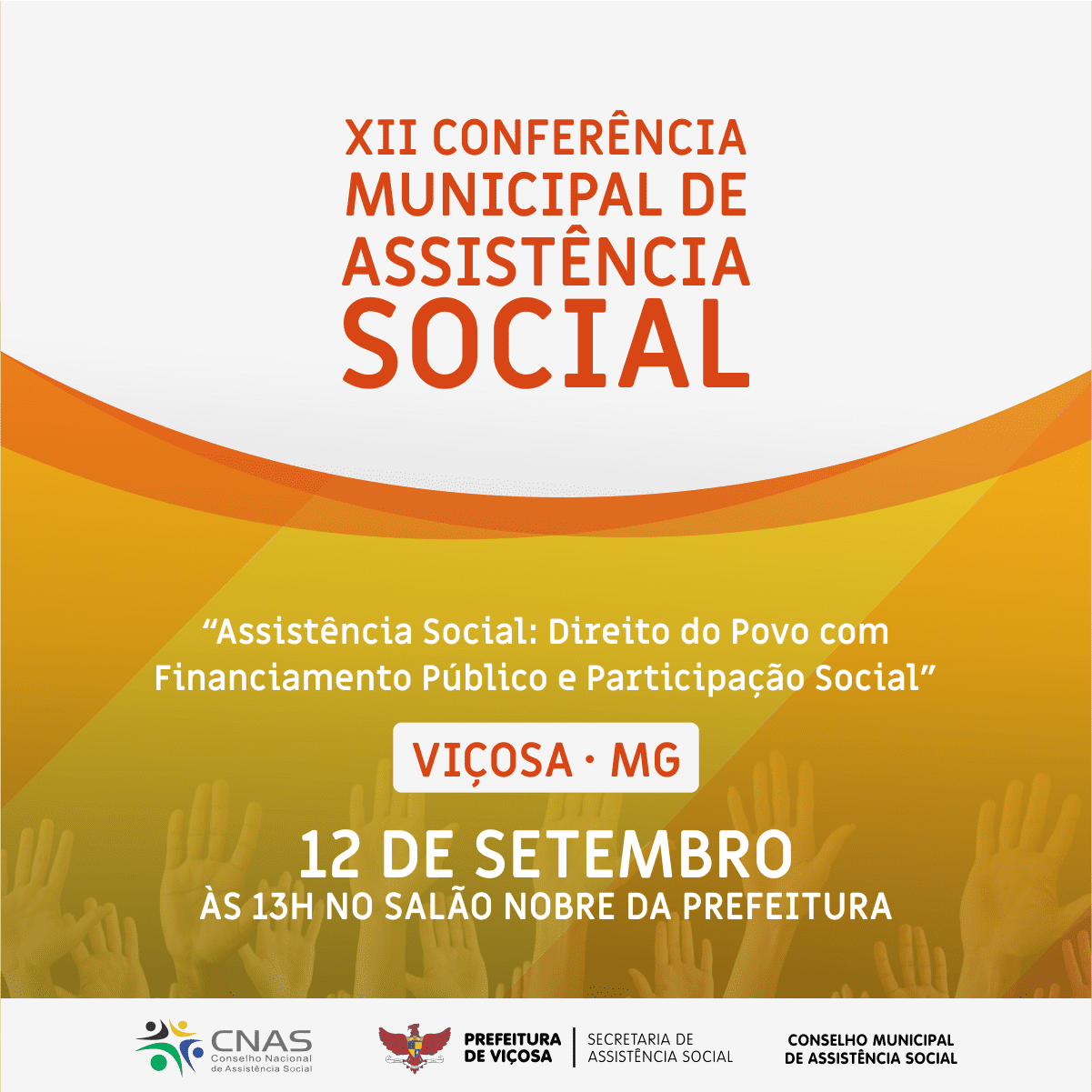 Assistência Social realiza XII Conferência Municipal da Assistência Social nesta quinta-feira (12)