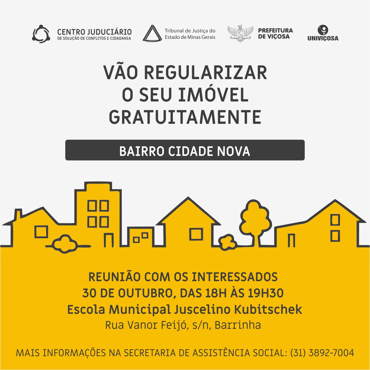 Moradores do bairro Cidade Nova poderão regularizar seus imóveis gratuitamente