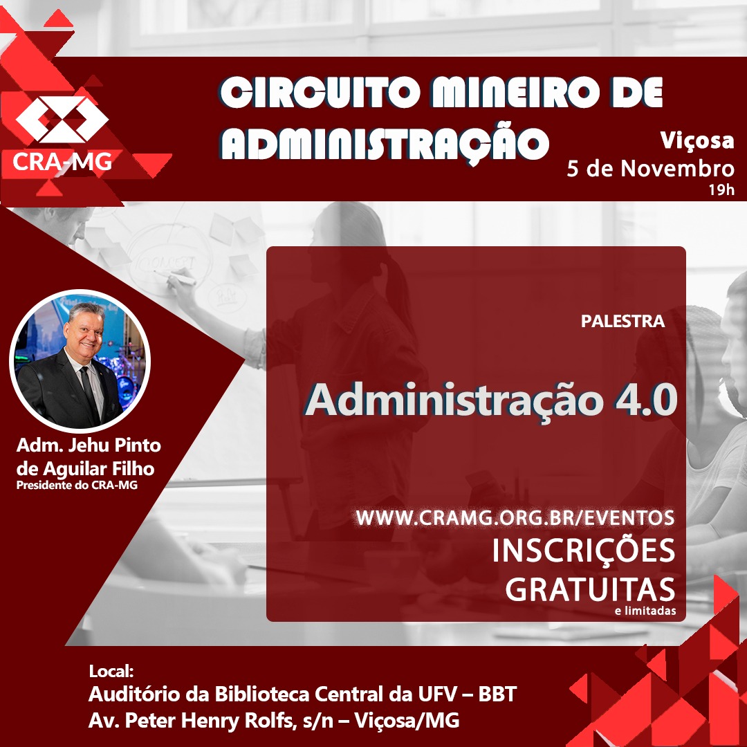 Inscrições abertas para Palestra Gratuita no Circuito Mineiro de Administração