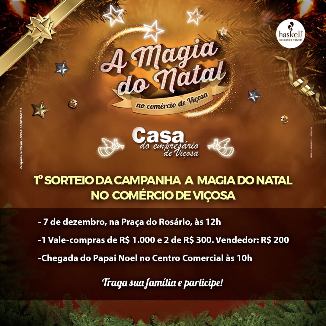 1º sorteio da Campanha de Natal da Casa do Empresário acontece neste sábado (07)