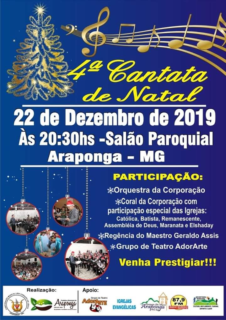 4ª Cantata de Natal acontece neste domingo em Araponga