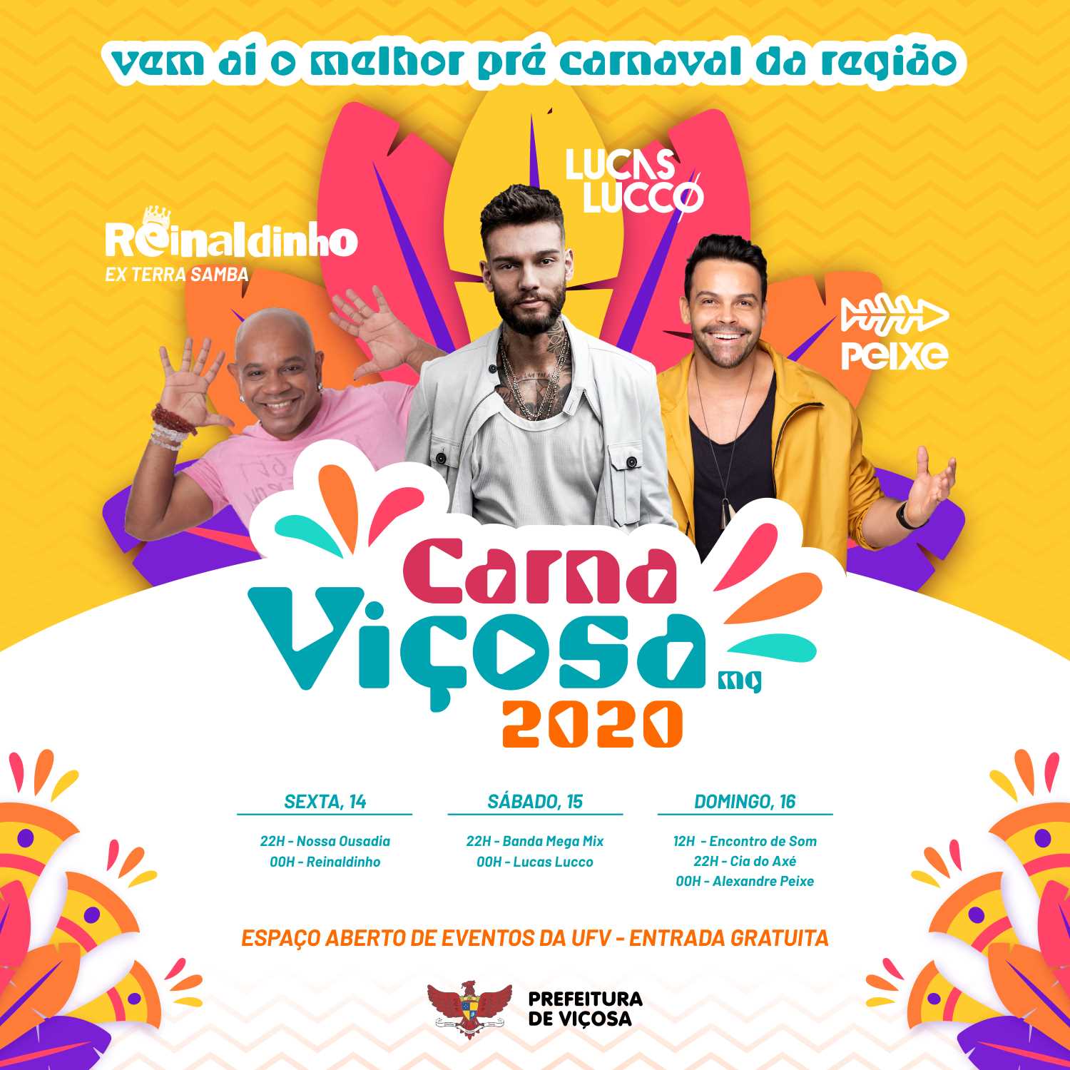 CarnaViçosa 2020 tem shows gratuitos a partir desta sexta-feira