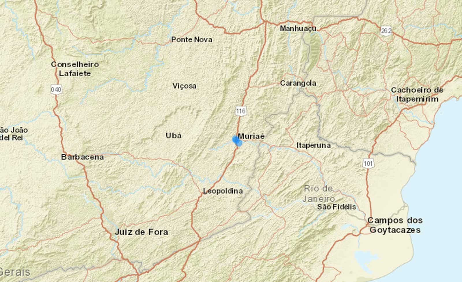 Novo tremor de terra é registrado em Muriaé
