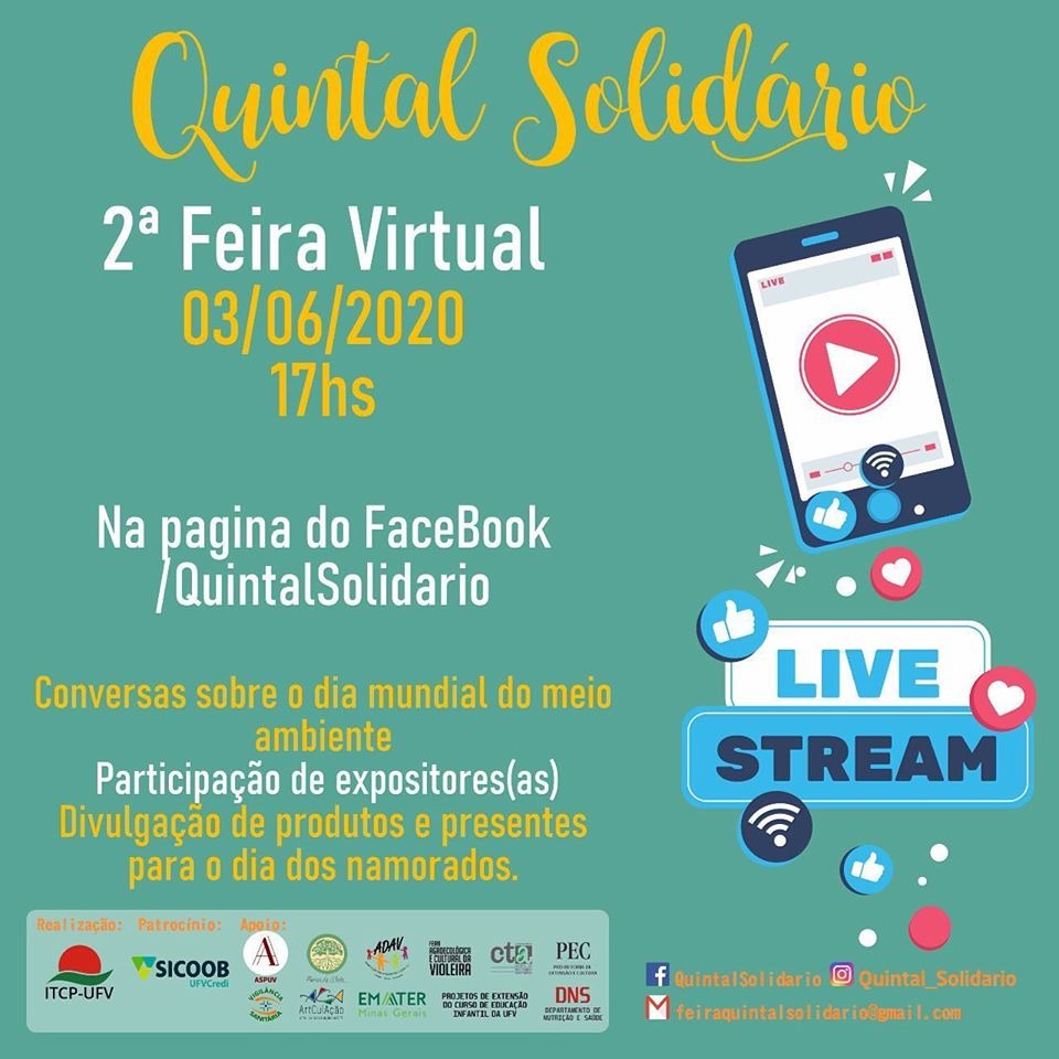 Projeto Quintal Solidário realizará 2ª Feira Virtual na quarta-feira (03/06)