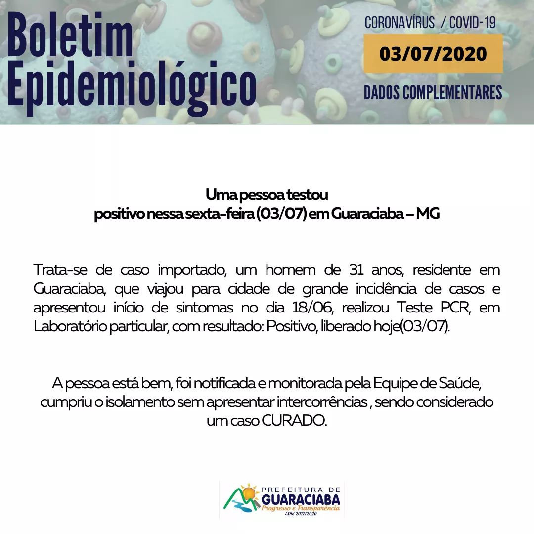 Guaraciaba registra 1º caso confirmado de COVID-19