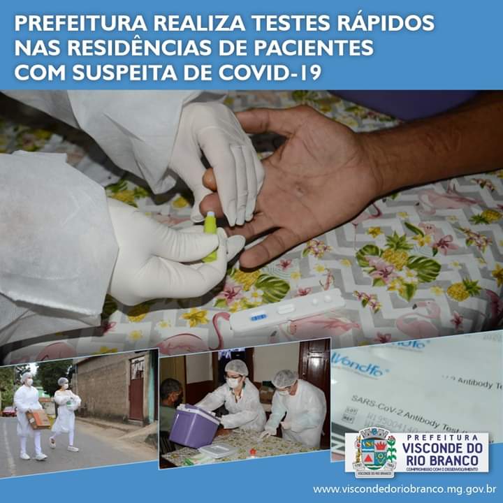 Prefeitura de Visconde do Rio Branco realiza testes rápidos nas residências de pacientes com suspeita de COVID-19