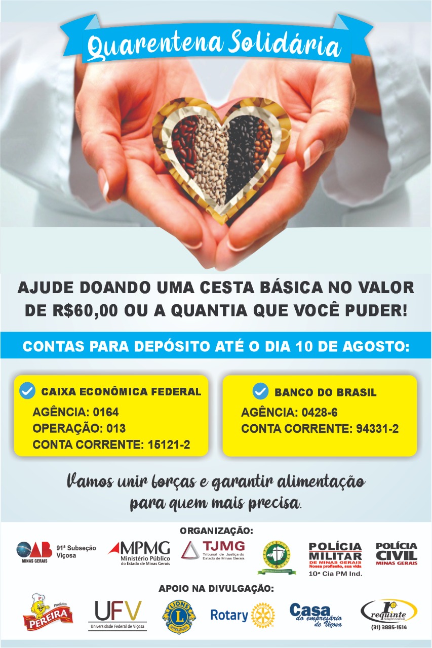 Órgãos públicos de Viçosa realizam campanha “Quarentena Solidária”