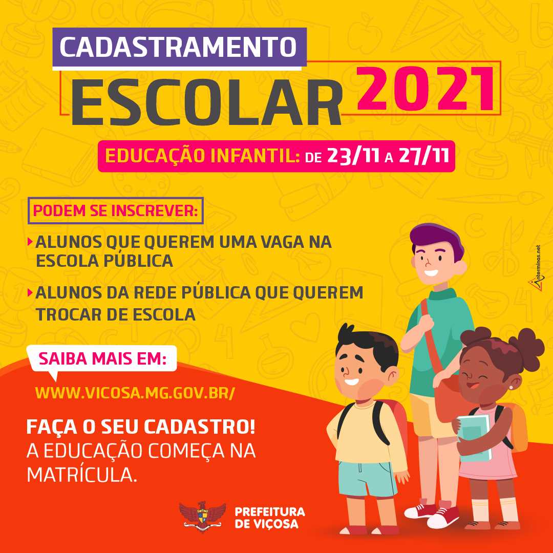 Cadastramento para educação infantil começa na próxima segunda (23)