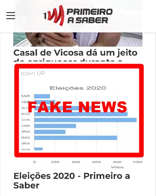 Página do Primeiro a Saber é fraudada para espalhar fake news de pesquisa eleitoral em Viçosa