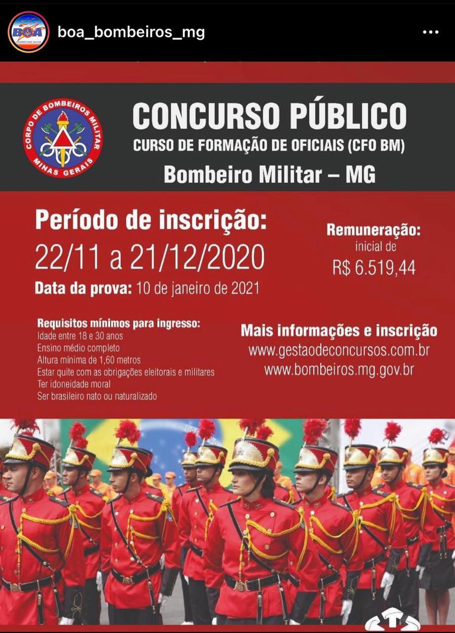 Concurso Bombeiros MG: EDITAIS PUBLICADOS! Inscrições abertas!