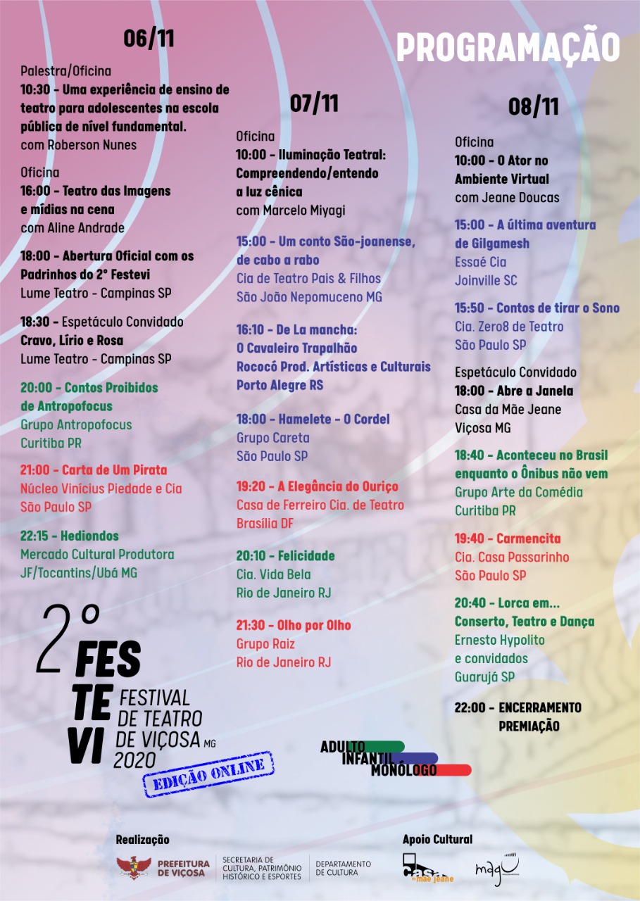 Confira a programação completa do 2º Festival de Teatro de Viçosa