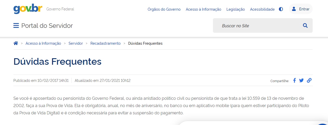 Serviço de Aposentadoria e Pensão da UFV informa sobre suspensão da exigência da prova de vida anual