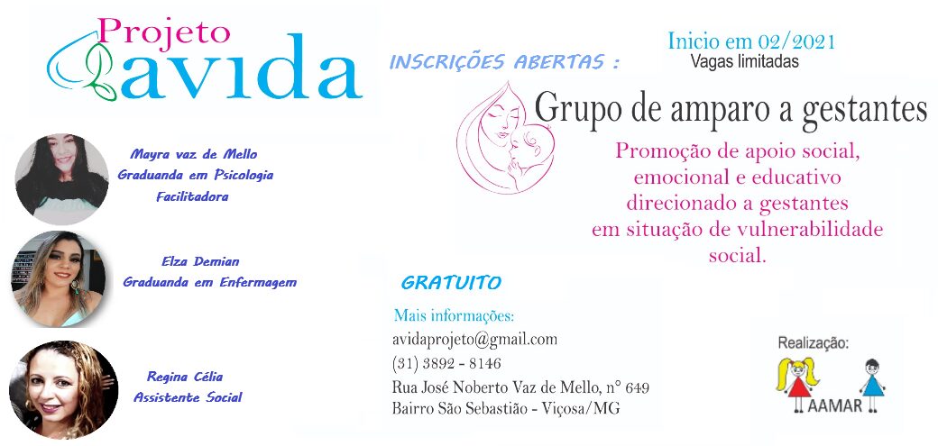 Inscrições abertas para o grupo gratuito de amparo a gestantes