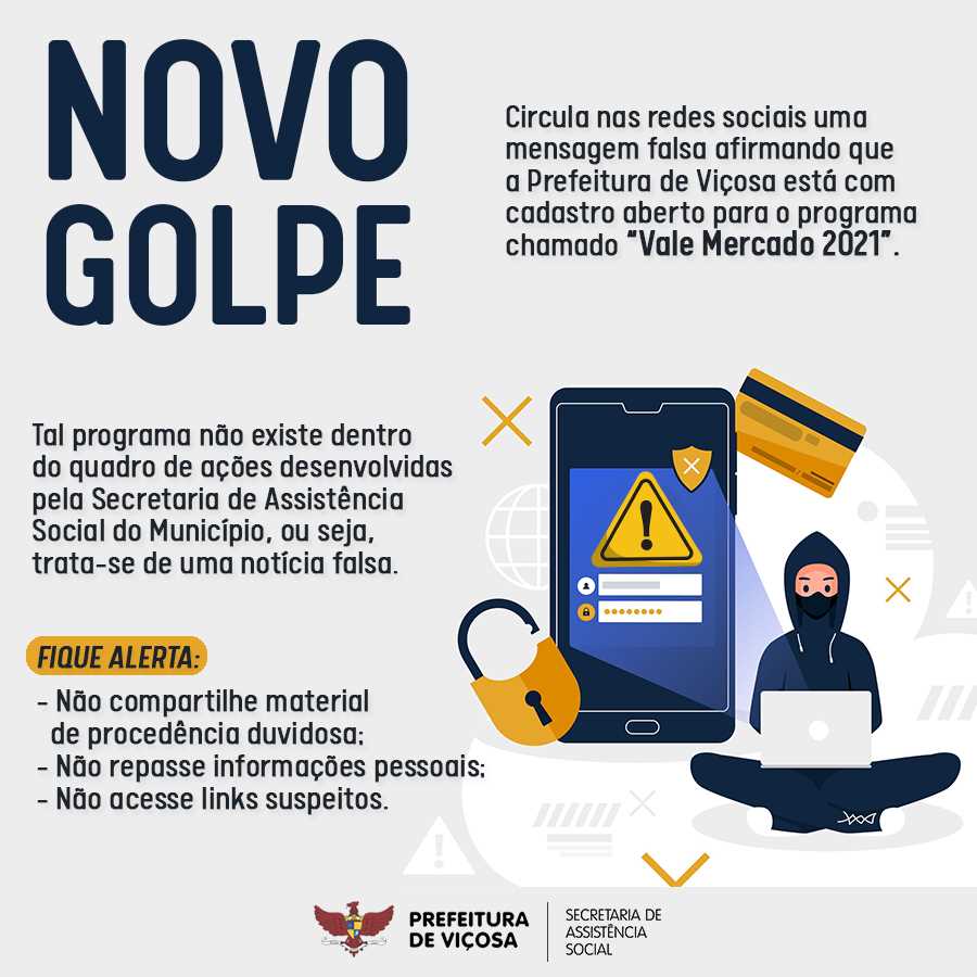 GOLPE: Prefeitura de Viçosa alerta sobre golpe do VALE MERCADO pelas redes sociais