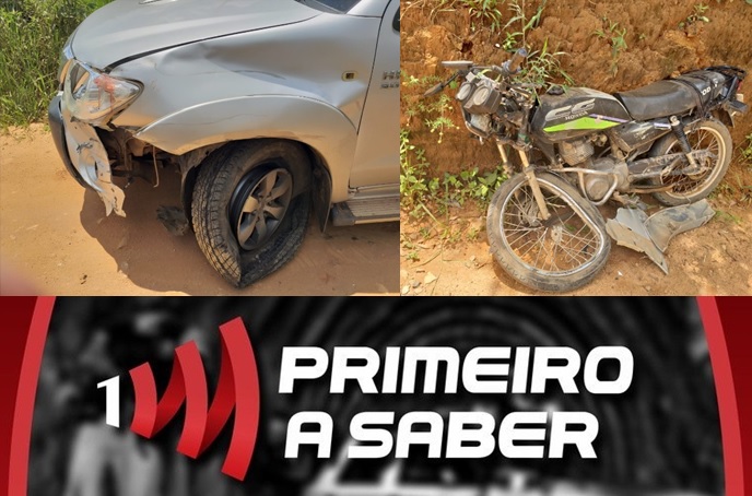 Colisão frontal entre motocicleta e caminhonete em Teixeiras