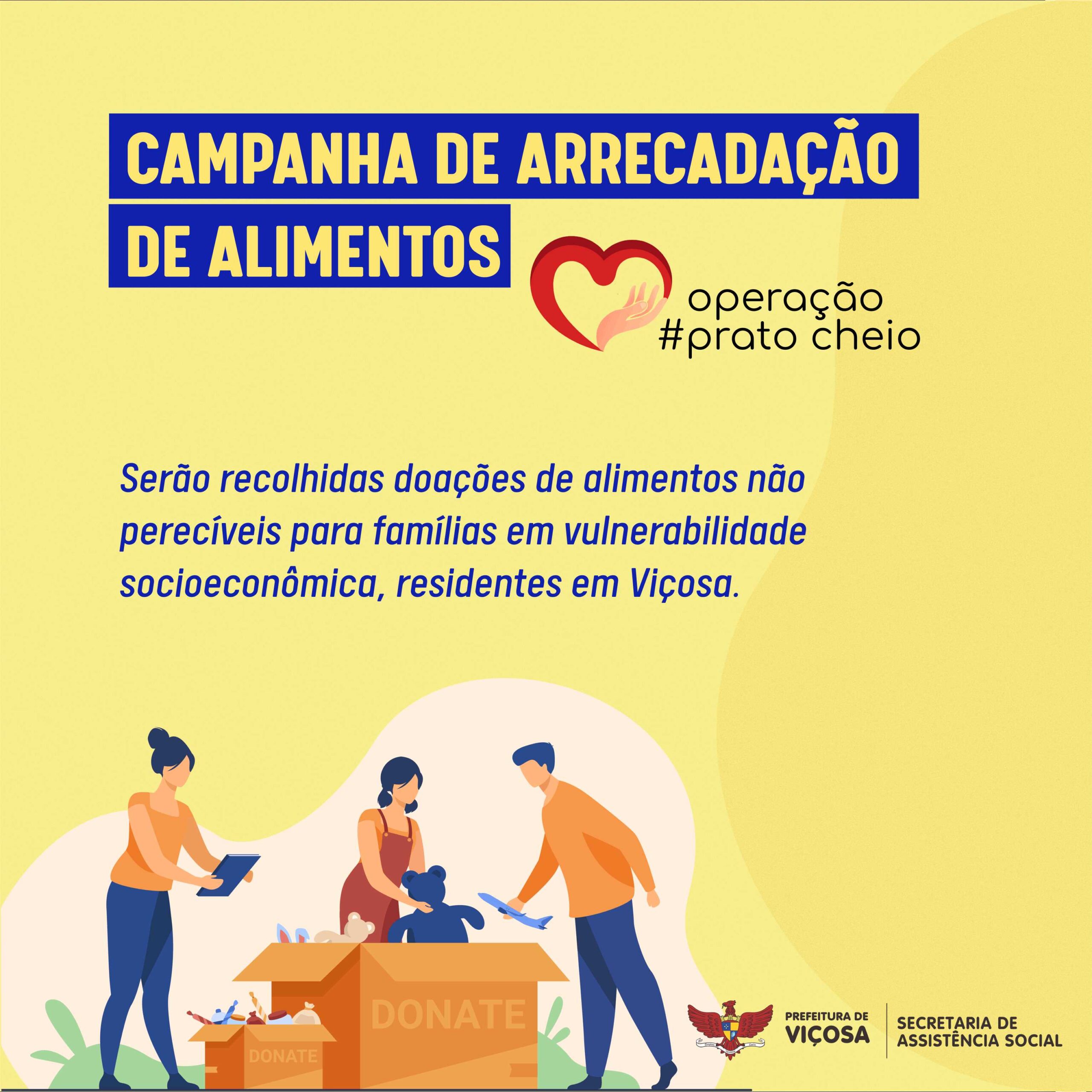 Campanha da Assistência Social arrecada alimentos para famílias em vulnerabilidade