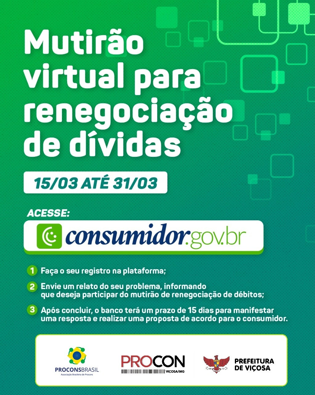 Procon realiza mutirão virtual de renegociação de dívidas