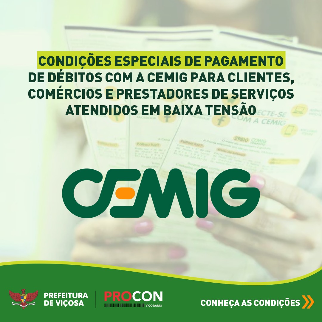 CEMIG oferta condições especiais de pagamento para clientes atendidos em baixa tensão