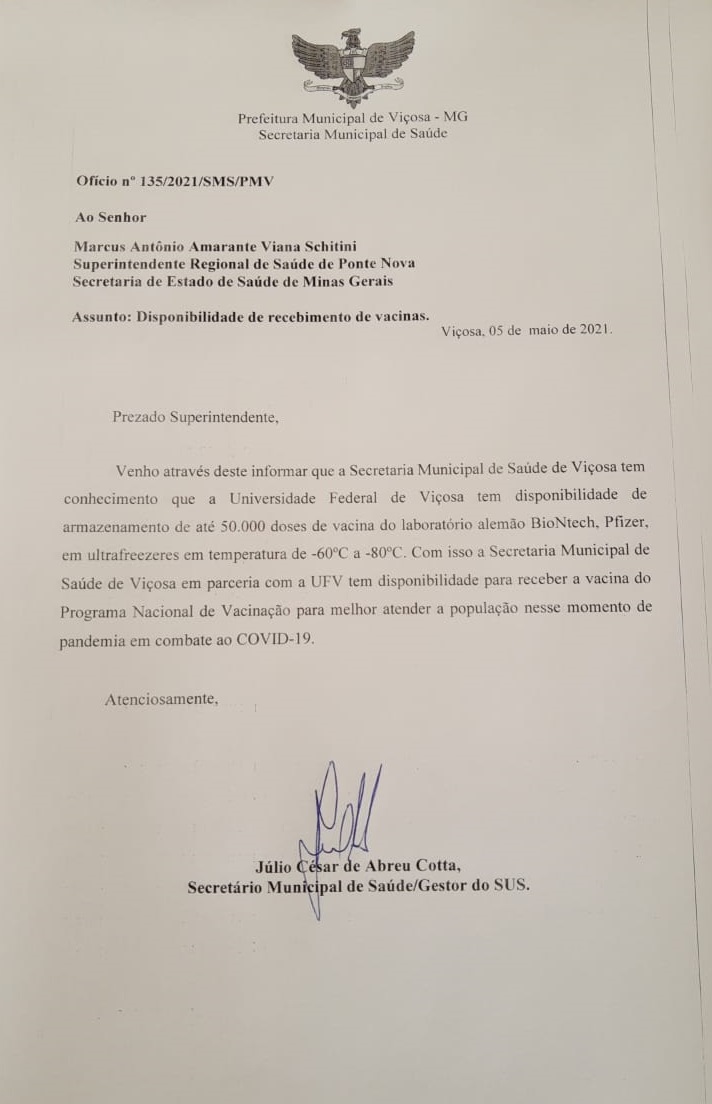 Pfizer: prefeitura divulga nota de esclarecimento e explica o não recebimento do imunológico
