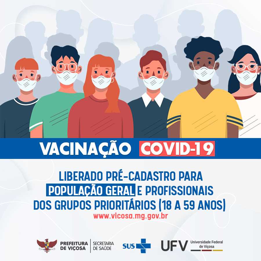 Prefeitura de Viçosa libera cadastro para a população geral se vacinar contra a Covid-19