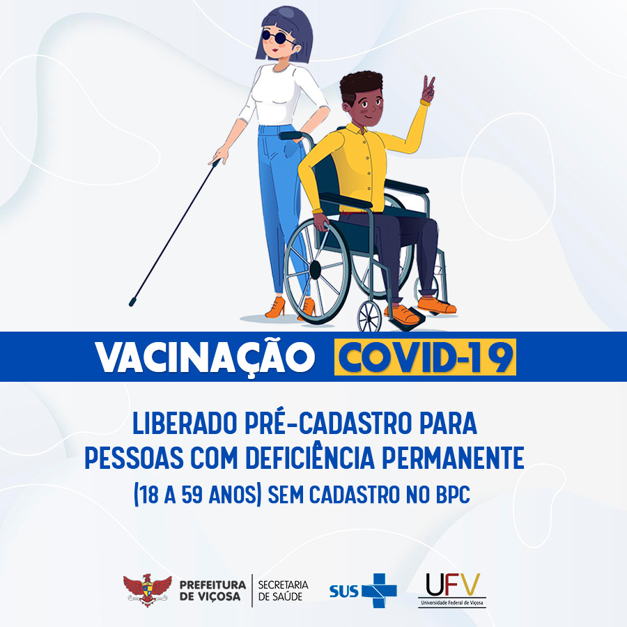 Cadastro de pessoas com deficiência permanente de 18 a 59 anos para vacinação contra a Covid-19