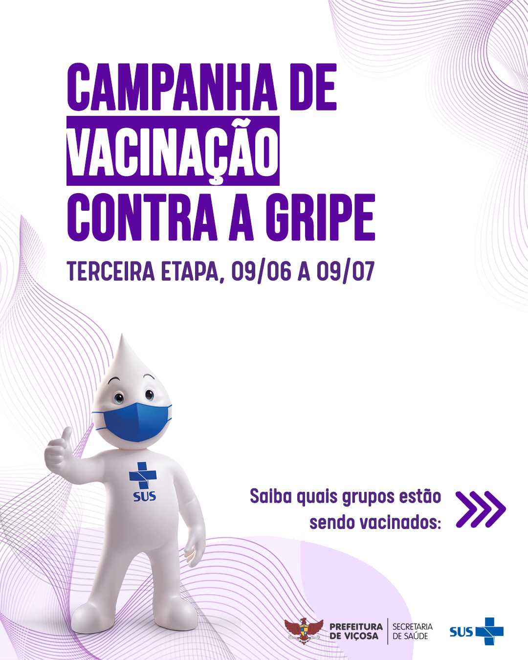Terceira etapa de vacinação contra gripe começou nesta quarta-feira (09) em Viçosa