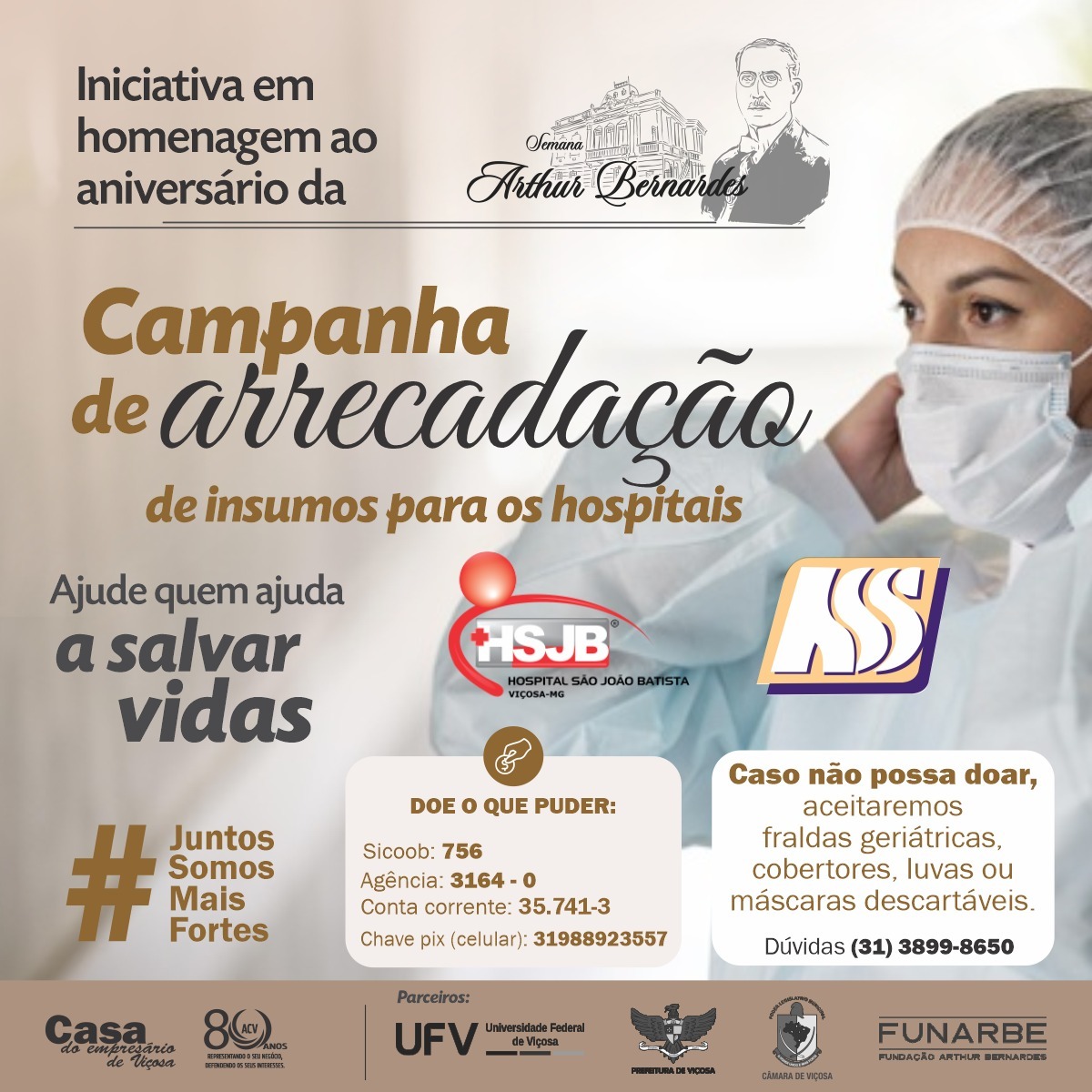 Campanha de arrecadação de insumos para os hospitais de Viçosa