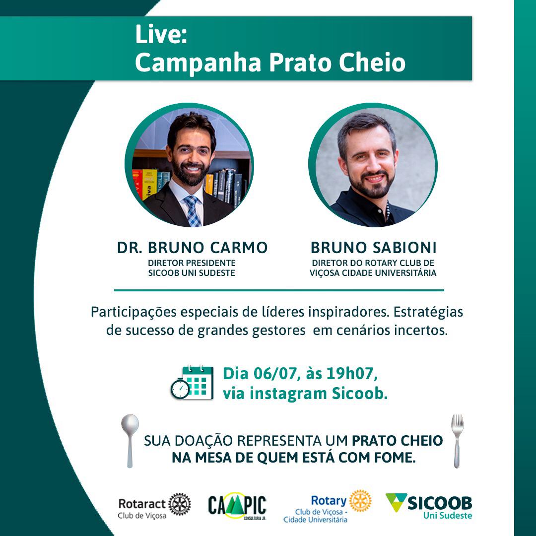 Live para a arrecadação de alimentos será realizada hoje, em ação conjunta