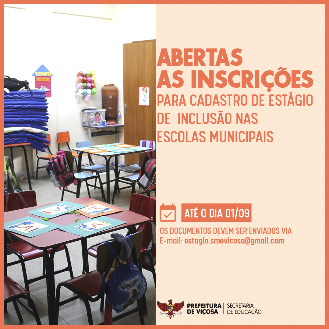 Prefeitura de Viçosa abre inscrições para cadastro de estágio de inclusão nas escolas municipais