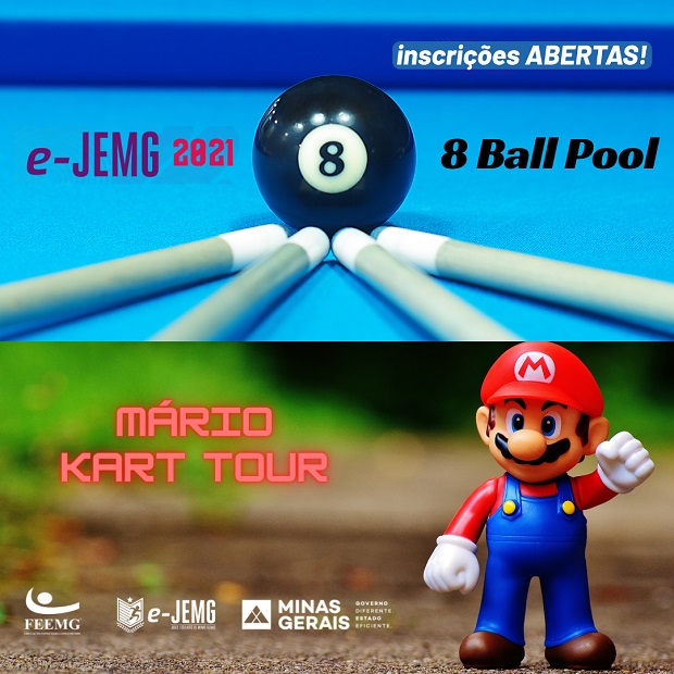 e-JEMG está com inscrições abertas para o 8 Ball Pool e Mário Kart Tour