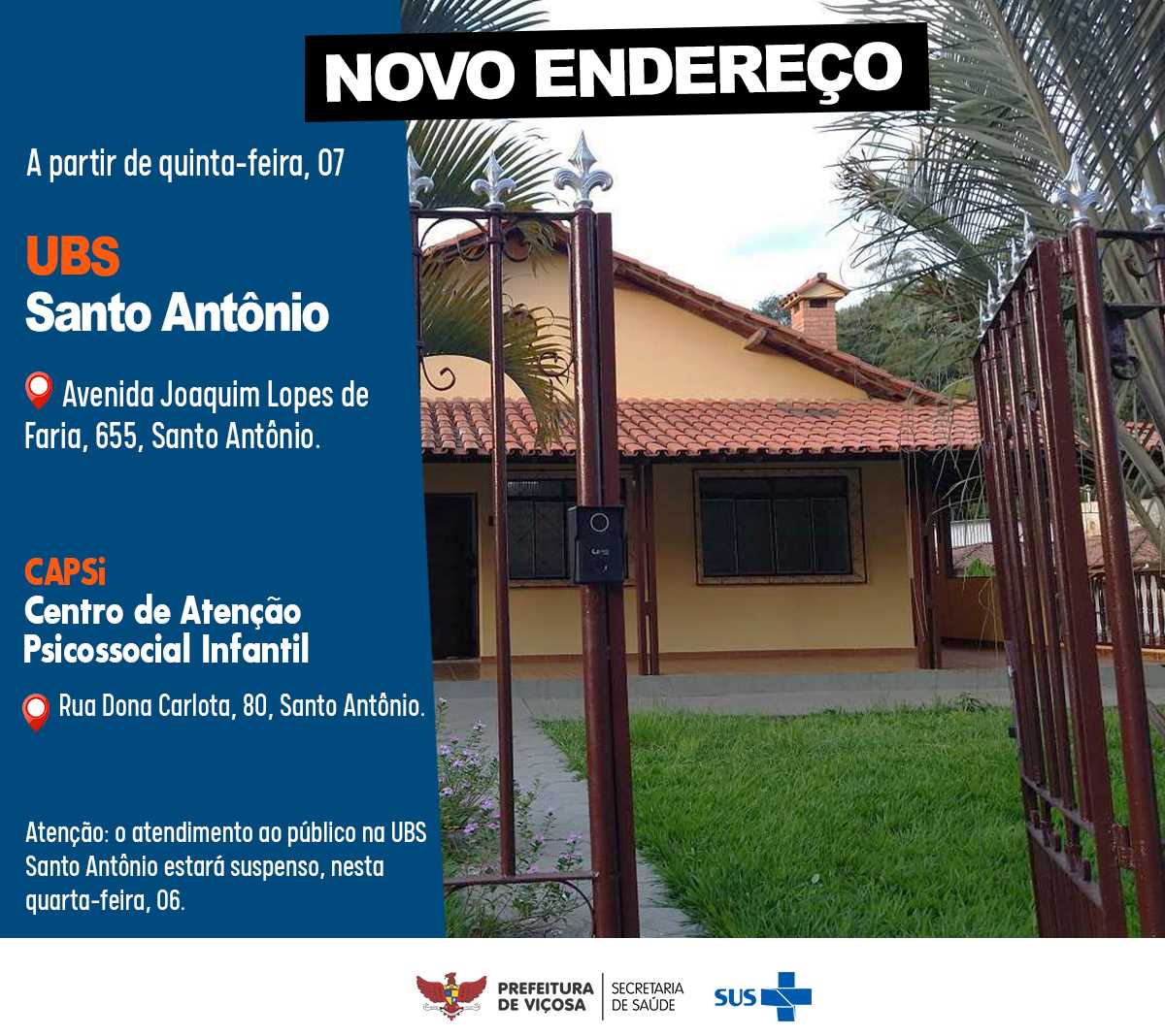 Posto de saúde do bairro Santo Antônio em novo endereço