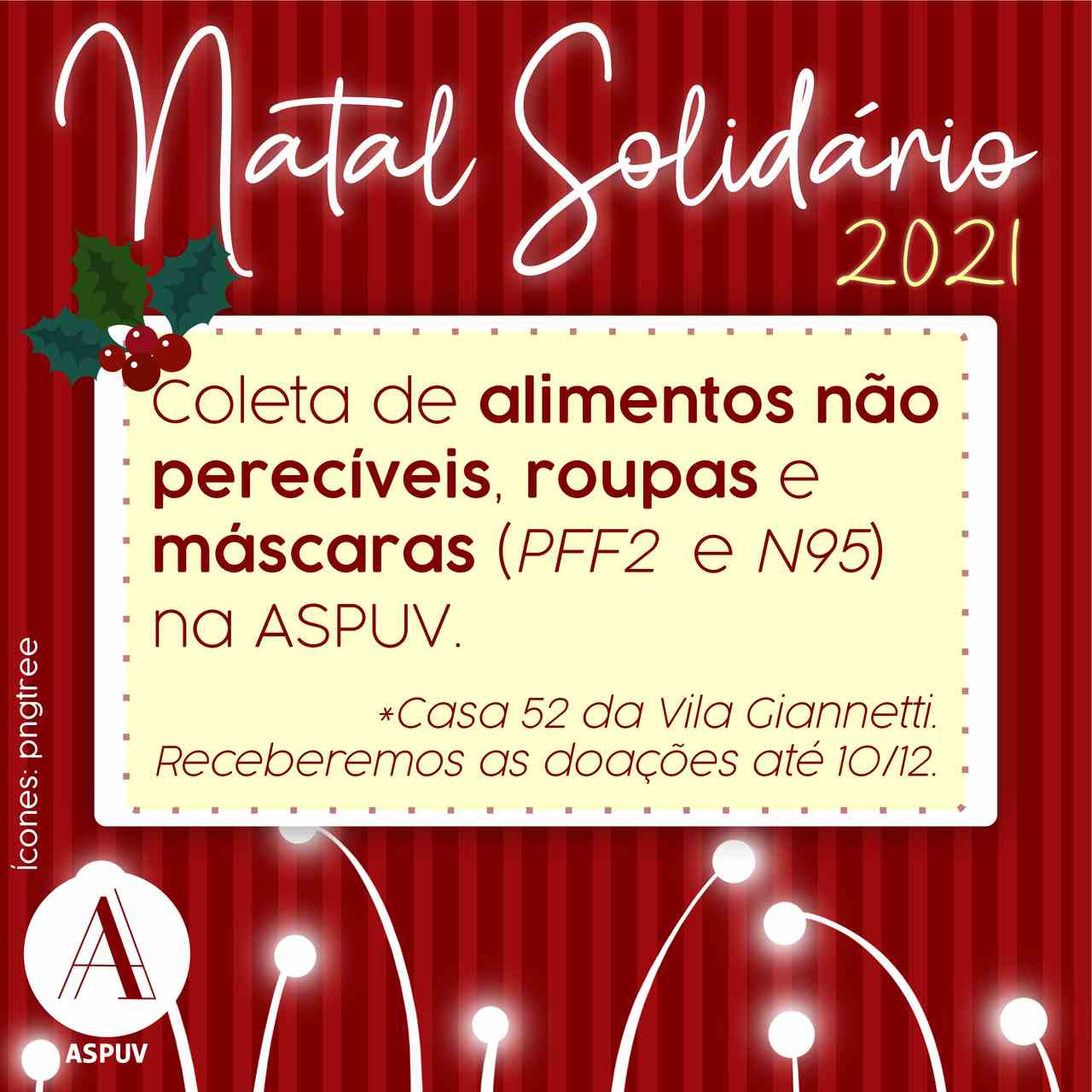 ASPUV recebe doações em campanha de Natal Solidário