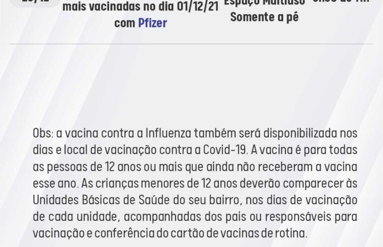 2ª dose da Pfizer será aplicada em Viçosa na próxima quinta-feira (23)