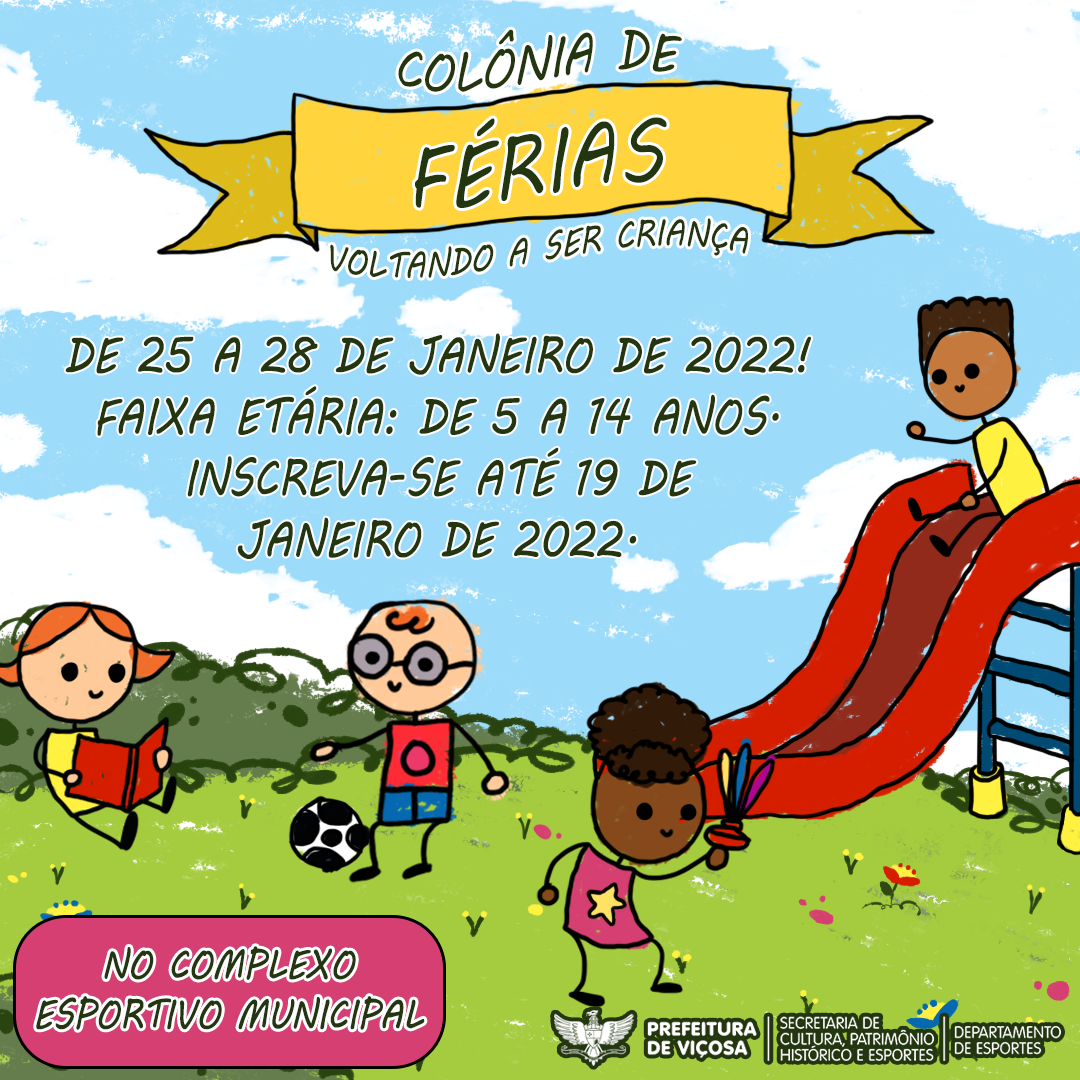 Inscrições abertas para a edição de 2022 da Colônia de Férias
