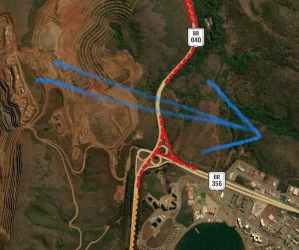 Sistema de drenagem de barragem transborda em Nova Lima e espalha lama na BR-040