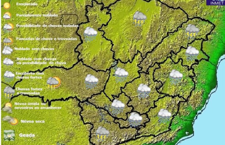 Previsão do tempo para Minas Gerais neste domingo, 9 de janeiro