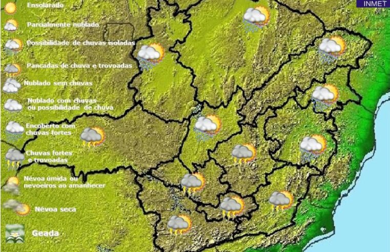 Previsão do tempo para Minas Gerais nesta quarta-feira, 19 de janeiro