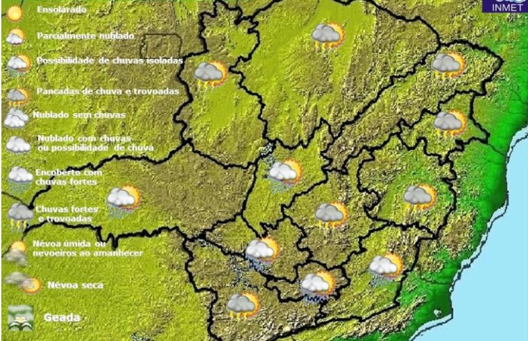 Previsão do tempo para Minas Gerais nesta terça-feira, 25 de janeiro