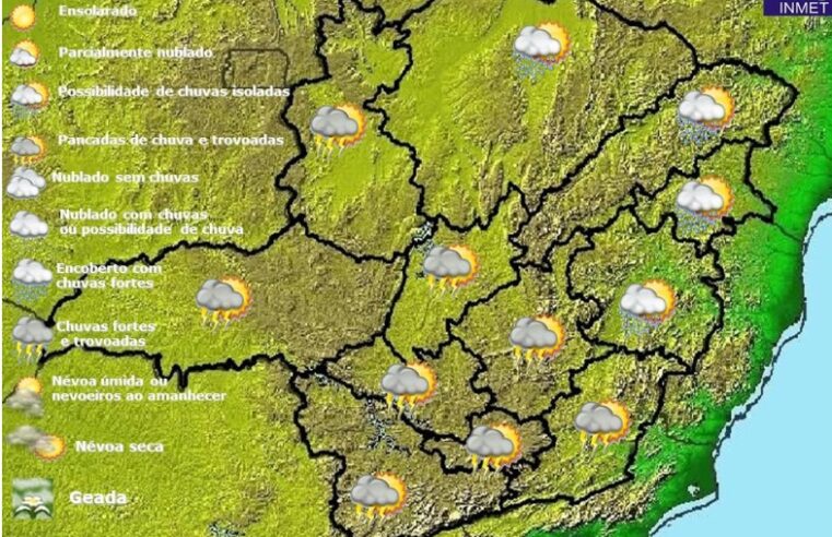 Previsão do tempo para Minas Gerais nesta terça-feira, 22 de fevereiro