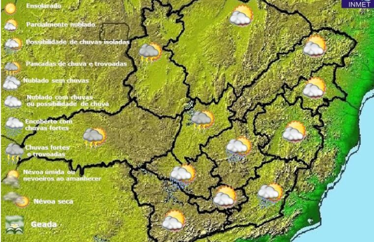 Previsão do tempo para Minas Gerais nesta sexta-feira, 25 de fevereiro