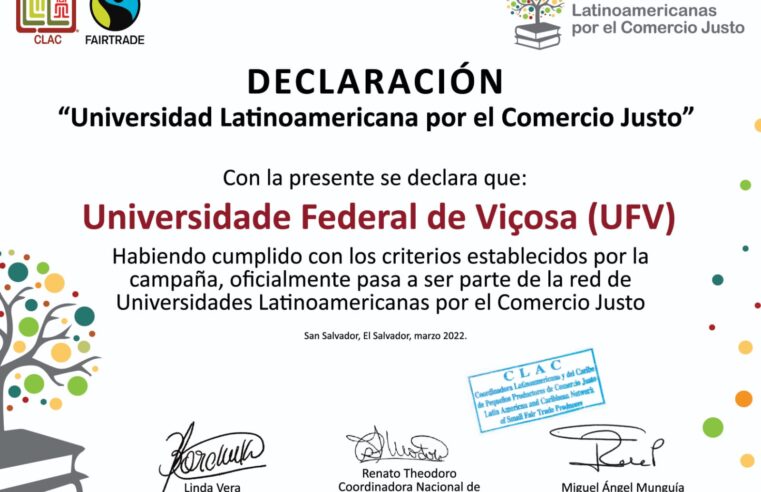 UFV é segunda universidade do país a receber certificação pelo comércio justo