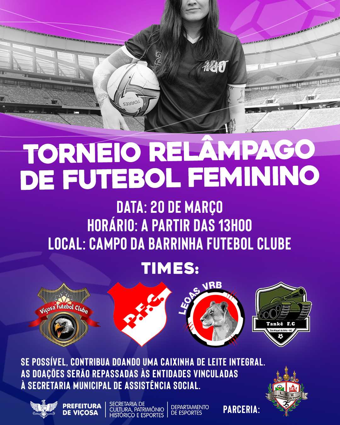 Viçosa: PMV e Liga Esportiva promovem Torneio de Futebol Feminino