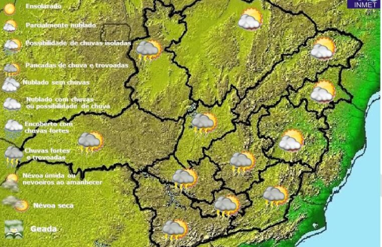 Previsão do tempo para Minas Gerais nesta segunda-feira, 14 de março