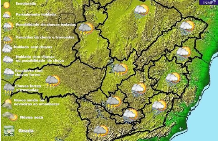Previsão do tempo para Minas Gerais nesta quarta-feira, 16 de março