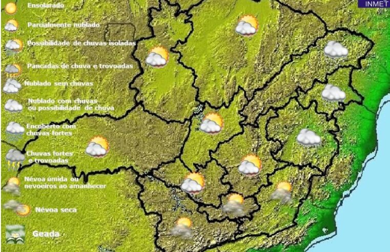 Previsão do tempo para Minas Gerais nesta quarta-feira, 23 de março
